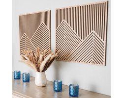 Houten Berg Muurkunst - 2 Panels van Moderne Abstracte Decoratie voor Woonkamer en Slaapkamer