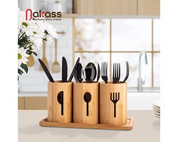 Houten Bestekhouder 4-delig - Keuken Bestekorganizer voor Eettafel Decoratie