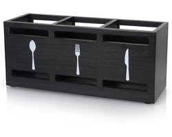Houten Bestekhouder voor-Tafel en Aanrecht - Zwarte Bestek Organizer - Bestekmandje voor Lepels-Vorken en Keukengerei