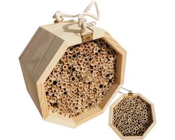 Houten bijenhuis - Bijenkorf insectenhotel - Natuurlijke bijenondersteuning - Weerbestendig ontwerp - 198 cm breed - Houtkleur