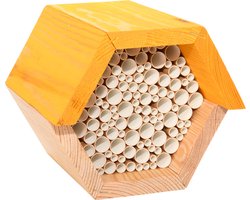Houten bijenhuis/bijenhotel 15 cm - Hotel/huisje voor insecten - Wespenhuis/wespenhotel