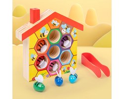 Houten Bijenkorf Puzzel Speelgoed – Educatief Montessori Sorteerspel voor Kinderen – Kleurherkenning & Fijne Motoriek