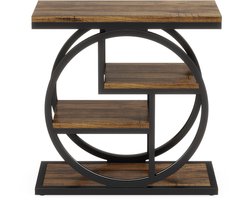 Houten bijzettafel – 4 lagen – Industrieel – Bruin & Zwart – 65 × 30 × 65 cm