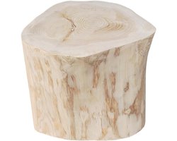 Houten bijzettafel - Boomstam kruk - Buitenmeubilair - Uniek design - 46x50x40 cm - Beige