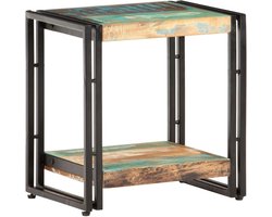 Houten bijzettafel - Industriële salontafel - Woonkamer decoratie - Gerecycled oud hout - 40 x 30 x 40 cm - Multicolor