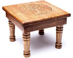 Houten Bijzettafel Levensboom (30 x 30 x 23 cm)