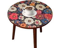Houten bijzettafel - Ronde salontafel - Decoratief gebruik - Stabiele constructie - 40x40x47 cm - Multicolor
