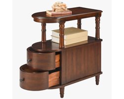 Houten bijzettafel - Sidetable met lades - Woonkamer opbergen - Krasbestendig ontwerp - 64 x 30 x 60 cm