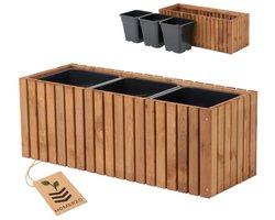 Houten Bloembak Voor Binnen en Buiten – Grote Plantenbak met Uitneembare Inzetstukken – Perfect voor Terras of Balkon