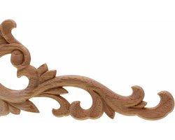 Houten bloemen decoratie - Applique hout - Meubels verfraaien - Ongeverfd design - 2 stuks - Legergroen