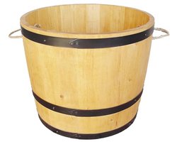 Houten bloempot van een half vat - stijlvolle plantenpot voor binnen en buiten