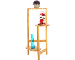 Houten Bloempotstandaard - Stijlvolle Plantenstandaard - Meerdere Lagen Plantenplank voor 3 Bloempotten - Bloempotstandaard voor Balkon en Woonkamer