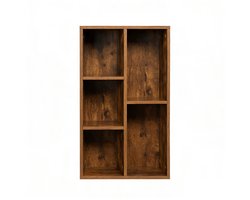 Houten boekenkast 5-vaks vrijstaande opbergkast 50×24×80 cm vintage bruin, stevig en multifunctioneel, geschikt voor boeken, documenten en decoratie, ideaal voor studeerkamer en kinderkamer