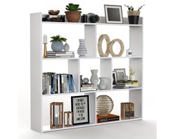 Houten Boekenkast / Kamerscherm 4-Laags – Open Display Rek & Roomdivider – Stijlvolle Opbergkast 102x20x90 cm