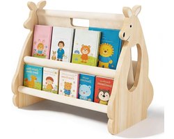 Houten Boekenkast voor Kinderen met Kangoeroe Ontwerp, Ideaal voor Kinderkamer, Draagbaar en Eenvoudig te Monteren, Stimuleert Zelfstandigheid en Organisatie