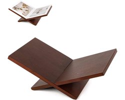 Houten Boekenstandaard - Boekhouder Salontafel - Boeken Presenteren - Elegante Kruisstructuur - 24 x 40 cm - Bruin
