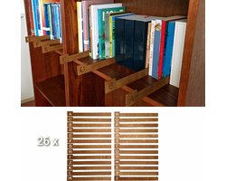 Houten boekenverdelers op alfabetische volgorde - Boekensteun - Boekenhouder - Boekenplank organizer - Bruin