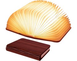 Houten Boeklamp - 3 Kleuren LED Leeslamp - Oplaadbaar en Opvouwbaar Papieren Lamp - Sfeerverlichting en Cadeau voor Thuis - 1 Stuk