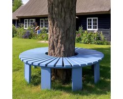 Houten Boombank - Ronde Zitbank - Tuin Ontspanning - Gratis Combinatie - 125 cm - Blauw