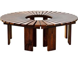 Houten Boombank - Zitbank Buiten - Ontspannen in Tuin - Massief Weerbestendig - 125 cm Breed - Bruin