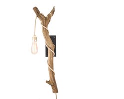 Houten boomstronk wandlamp inc LED Spiraal lamp