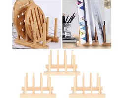 Houten Bordenrek Organisator voor Kastdeksel Potten en Pannen Schotel Drogen Verticale Vrijstaande Rekken Snijplank Pannenlap Hout Innerneed Bamboe Standaard Kopjes Gadsby Keuken .
