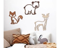 Houten bosdierentrio: muurdecoratieset voor baby's,kinderkamer, babykamer, wanddecoratie,houten wanddecoratie