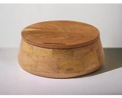 Houten braadpan met deksel - Perfect voor Roti, Hot, Masala en Serveerschaal - Handgemaakt in India