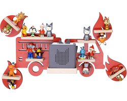 Houten brandweerwagenset kinderplankje Toniebox figuren wandplank Tonies muziekdoosje