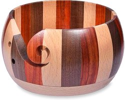 Houten Brei- en Haakkom voor Wol, Grote Kom voor Haak- en Breiprojecten, Beschermt Wol en Voorkomt Klitten, Retro Ontwerp en Handgemaakt