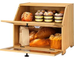 Houten broodtrommel - 2-laags - zelfmontage - houtkleur - gebruikt voor het bewaren van brood