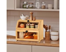 Houten broodtrommel met ventilatie - ideaal voor vers brood - 1 stuk - bamboe