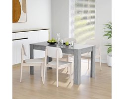 Houten Buiten Tafel - Tuin Tafel Ovaal - Buiten Dineren - Stevig Hout Frame - 140x74.5x76cm - Beton Grijs