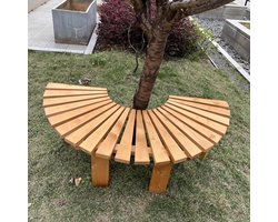 Houten Buitenbank - Boombank Rond - Ontspannen in Tuin - Weerbestendig Hout - 120 cm Diameter - Natuurlijk Hout