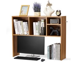 Houten Bureau Boekenkast, 1-Etage 94 X 23 X 73 cm, Opberg Organizer, Presentatie Plank met Anti-Slip Poten voor Kantoor, Thuis en Slaapzaal