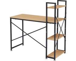 Houten bureau - met opbergruimte - hoekbureau voor werken & gamen - stijlvol & functioneel - licht eiken