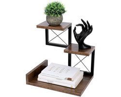 Houten Bureau Organizer – 3-Laags Bureau Rekje – Compact Opslagrek voor Werkplek