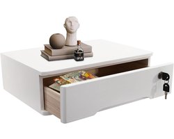 Houten Bureau Organizer met Afsluitbare Lade - Desktop Opslag voor Kantoorbenodigdheden