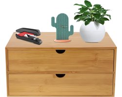 Houten bureau-organizer met mini-schap en lades voor kantooropslag en bureau-accessoires