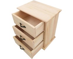 Houten Bureau Organizer - Opbergdoos Ladekast - Bureau Ordenen - Drielaags Ontwerp - 16x17.5x10.5 cm - Licht Geel