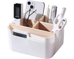 Houten Bureau Organizer van Bamboe, Multifunctionele Opbergdoos voor Kantoorbenodigdheden en Accessoires