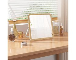 Houten Bureauspiegel met Standaard, Inklapbare Make-up Spiegel voor Badkamer en Tafel