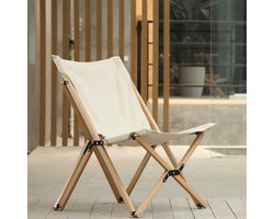 Houten Campingstoel - Klapstoel Vlinderstoel - Buitenactiviteiten - Afneembare Wasbare Zitting - One Size - Zwart