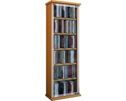 Houten CD DVD-standaard Plankkast Opbergstandaard Klassiek Glazen deur
