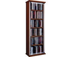 Houten CD DVD-standaard Plankkast Opbergstandaard Klassiek Glazen deur