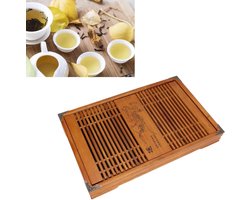 Houten Chinees Theeblad Met Drainage Voor Theetafel - Japanse Theeset Voor Kantoor - Gele Orchidee - Thee-accessoires - Theebenodigdheden