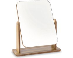 Houten cosmetische spiegel, 360 graden draagbare verstelbare tafelspiegel, cosmetische spiegel, scheerspiegel