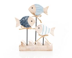 Houten Decoratie - Vis School - 16,5 x 14 x 16,5 cm