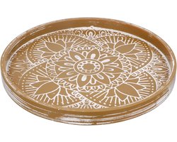 Houten decoratieve dienblad - Rustiek houten dienblad - Kaars lade - Serveerplaat - Boerderij tafel middenstuk - Ronde decoratieve kaars plaat - Grote houten lade - Vintage houten dienblad - 30cm - Decoratie - Servies