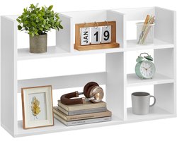 Houten Desktop Organizer - Bureau Opbergrek - 6 Vakken – 3-Laags Display Rek – Wit